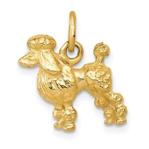 14k Yellow Gold 3D Textured Poodle Charm or Pendant